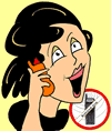 Woman talking on cell phone, in a cell phone restricted area
