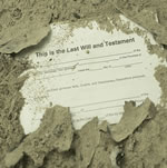 Last Will and Testament Document covered in debris